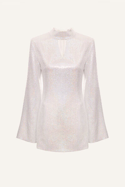 Hologram sequin dress in white - EPUZER.COM