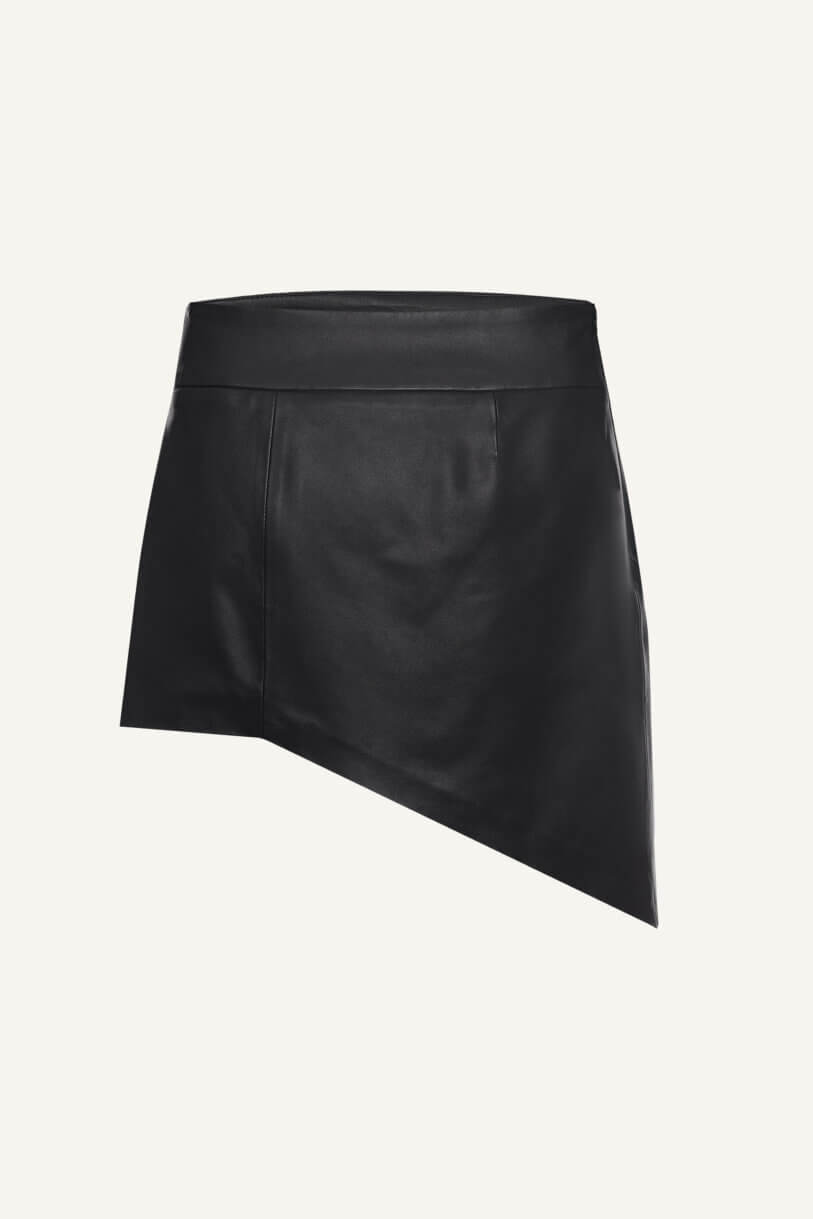 Asymmetrical leather mini skirt - EPUZER.COM