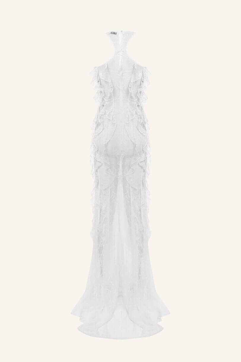Lace maxi dress in white - EPUZER.COM